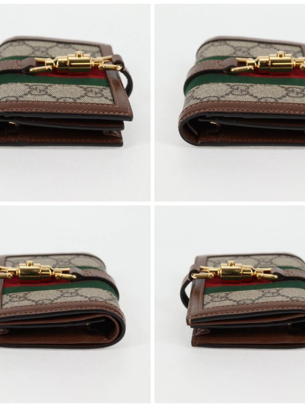 GUCCI GG Supreme Jackie WebbSherry Line Wallet PVC Beige 203495 Auth ki5817V - Picture 16 of 16